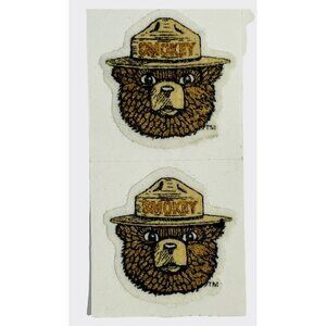 RARE Smoky Bear Vintage Flocked Stickers Great Condition Hard To Find NWOT